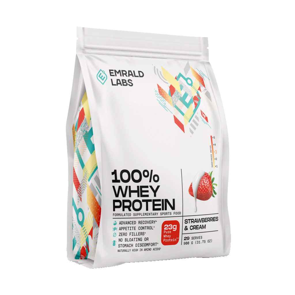 100% Whey Protein (8) & 100% Whey Protein Emrald Labs Whey blend protein 900g Strawberries & Cream