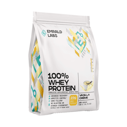 100% Whey Protein (10) & 100% Whey Protein Emrald Labs Whey blend protein 900g Vanilla Creme