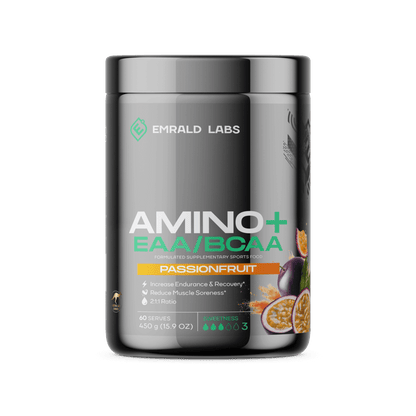 Amino+ EAA/BCAA (1) & Amino+ EAA/BCAA Emrald Labs Essential amino acids 60 Serves Passionfruit