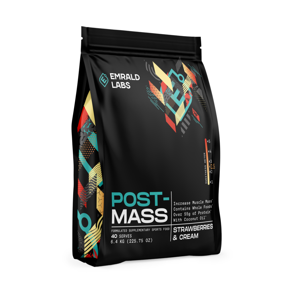 Post Mass (3) & Post Mass Emrald Labs Mass gainer protein powder 6.4kg Strawberries & Cream