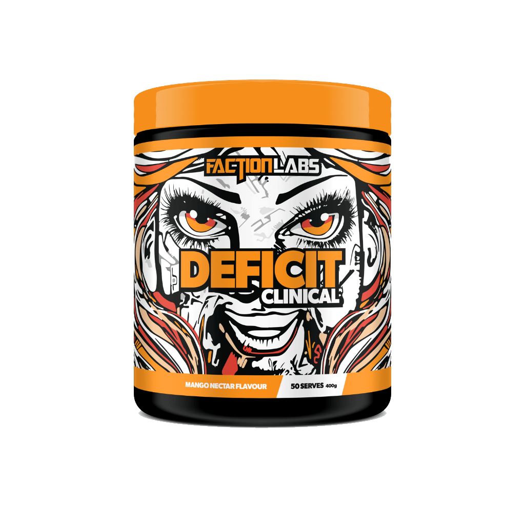 Deficit Clinical (3) & Deficit Clinical Faction Labs Fat burners supplements 50 Serves Mango Nectar