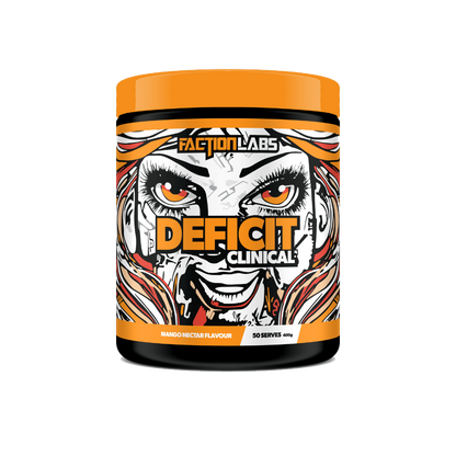Deficit Clinical (3) & Deficit Clinical Faction Labs Fat burners supplements 50 Serves Mango Nectar