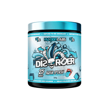 Disorder Faction Labs Medium stimulant pre workout powder 25 Serves Aqua Splash