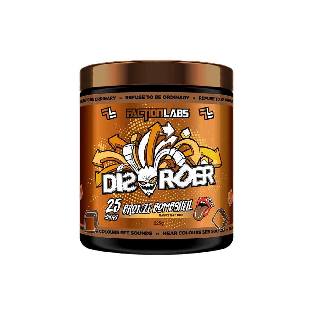 Disorder Faction Labs Medium stimulant pre workout powder 25 Serves Bronze Bombshell