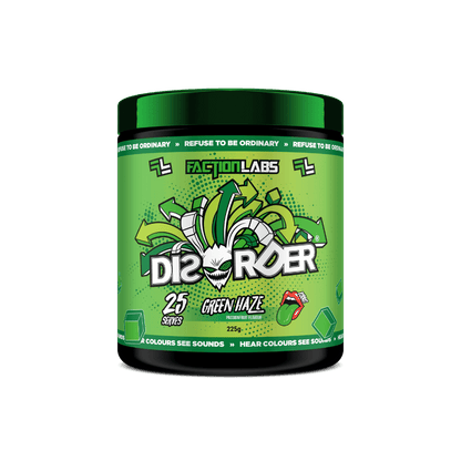 Disorder (11) & Disorder Faction Labs Medium stimulant pre workout powder 25 Serves Green Haze