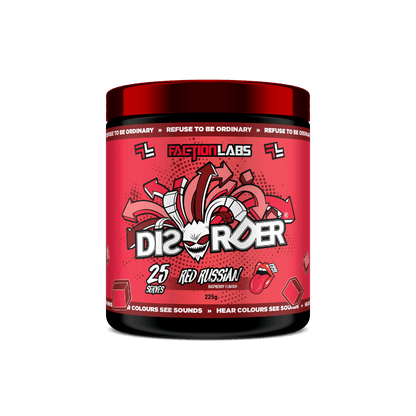 Disorder (5) & Disorder Faction Labs Medium stimulant pre workout powder 25 Serves Red Russian