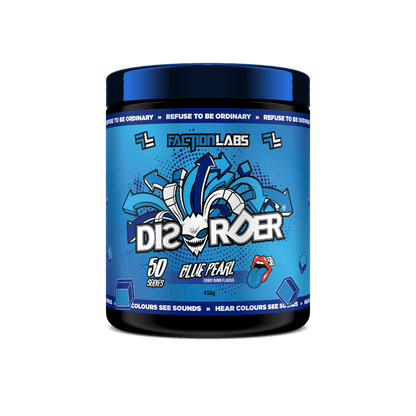 Disorder (15) & Disorder Faction Labs Medium stimulant pre workout powder 50 Serves Blue Pearl