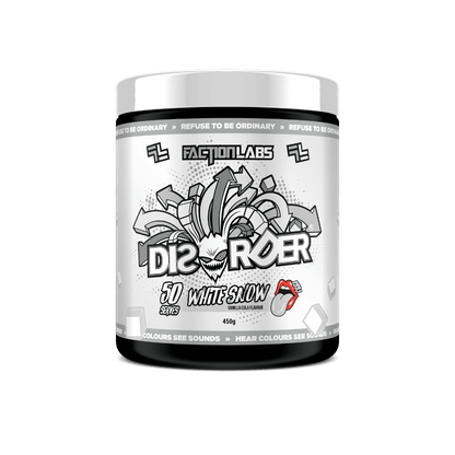 Disorder & Disorder Faction Labs Medium stimulant pre workout powder 50 Serves White Snow