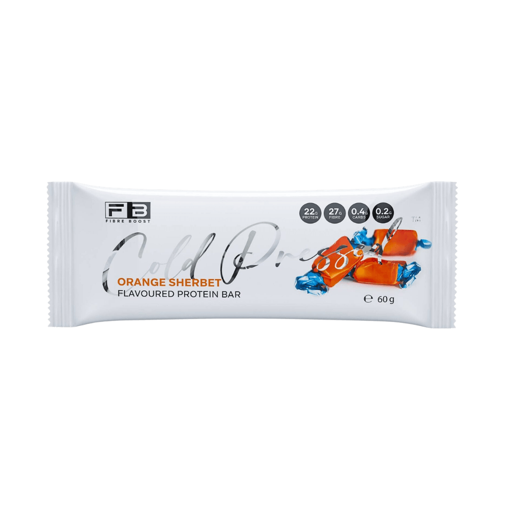 Cold Pressed Protein Bar Fibre Boost High protein bars Box of 12 Orange Sherbet