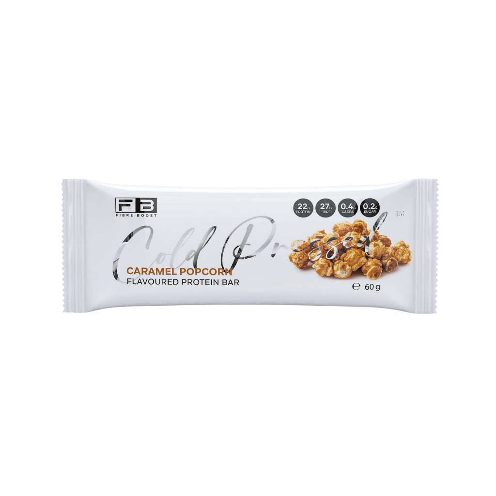 Cold Pressed Protein Bar Fibre Boost High protein bars Box of 12 Caramel Popcorn