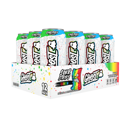 Ghost RTD Ghost Drinks for pre workout Box of 12 (500ml Can) Rainbow Sour Strips