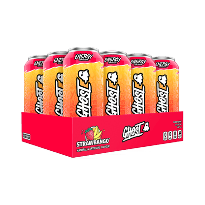 Ghost RTD (4) & Ghost RTD Ghost Drinks for pre workout Box of 12 (500ml Can) Strawbango