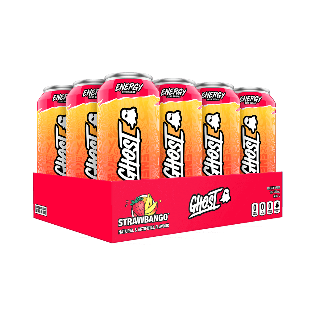 Ghost RTD (4) & Ghost RTD Ghost Drinks for pre workout Box of 12 (500ml Can) Strawbango