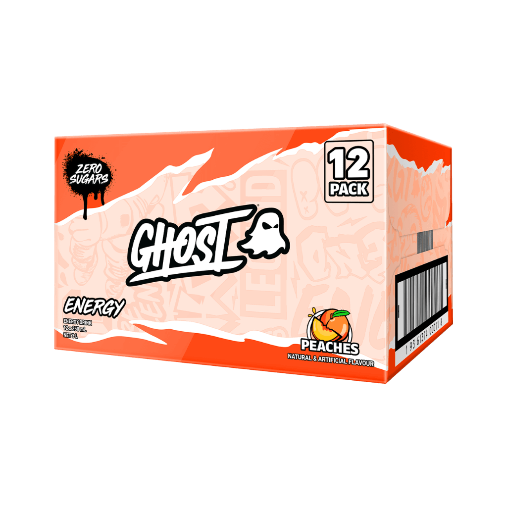 Ghost RTD Ghost Drinks for pre workout Box of 12 (250ml Can) Peaches