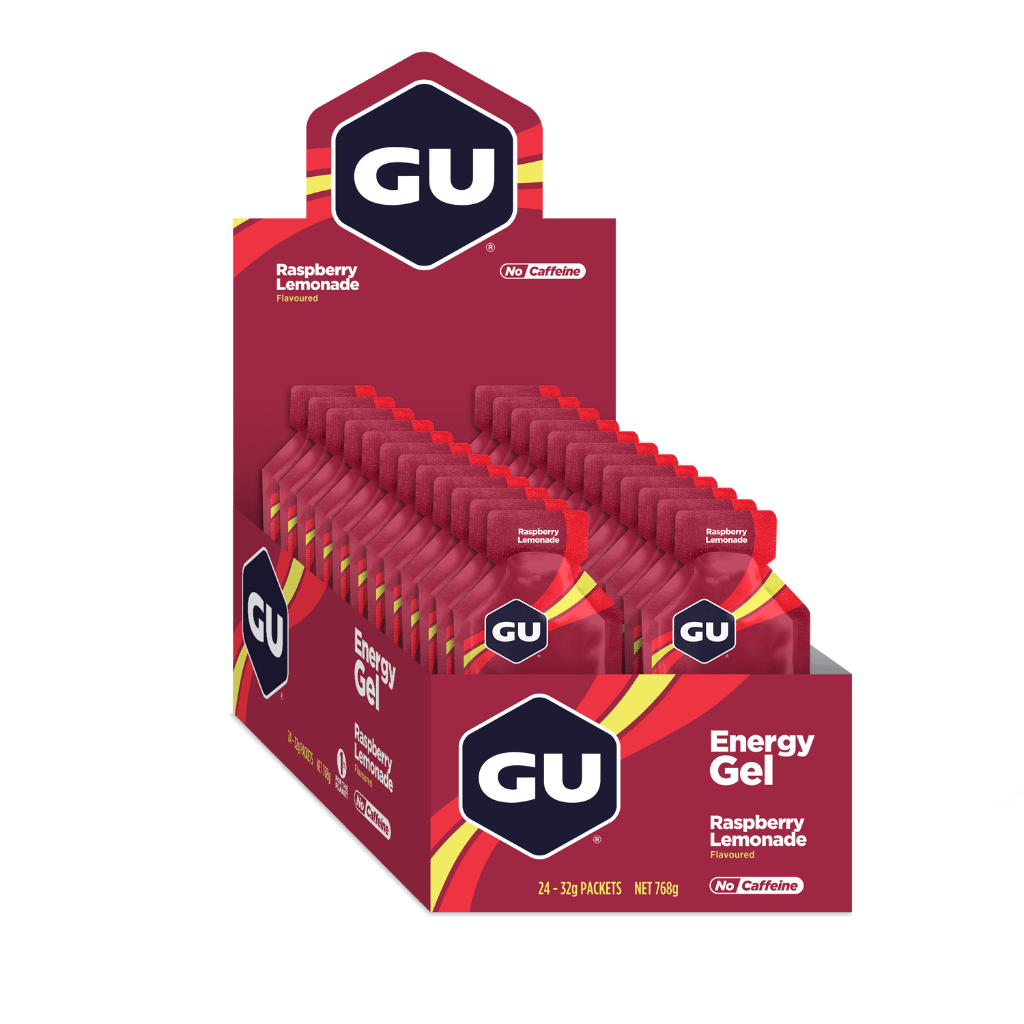 GU Energy Gel (1) & GU Energy Gel GU Energy gels Box of 24 Raspberry Lemonade - Caffeine-free