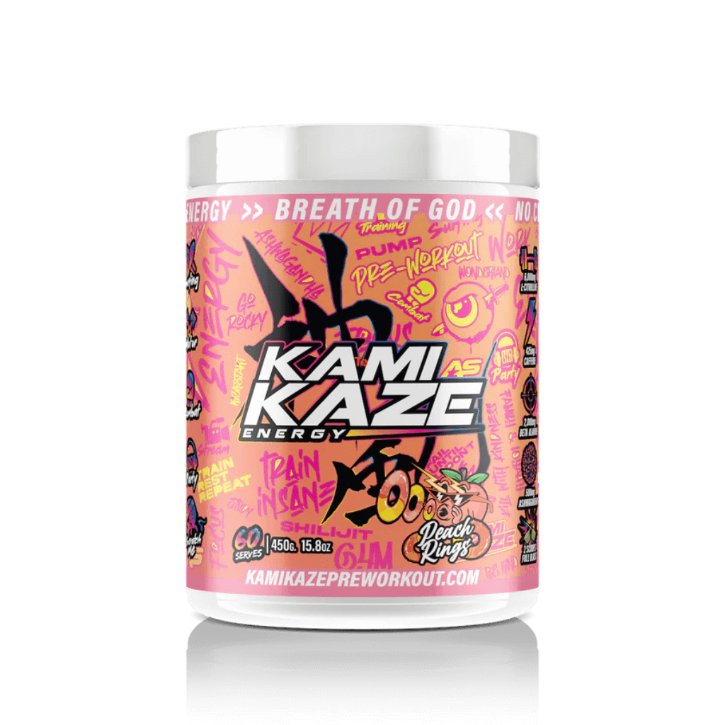 Kamikaze Athletic Sport High stim pre workout 60 Serves Peach Rings