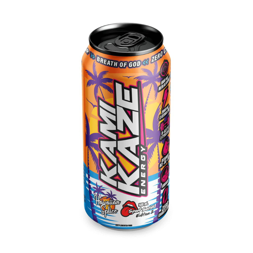 Kamikaze RTD (3) & Kamikaze RTD Athletic Sport Drinks for pre workout Box of 12 Hawaiian Splice