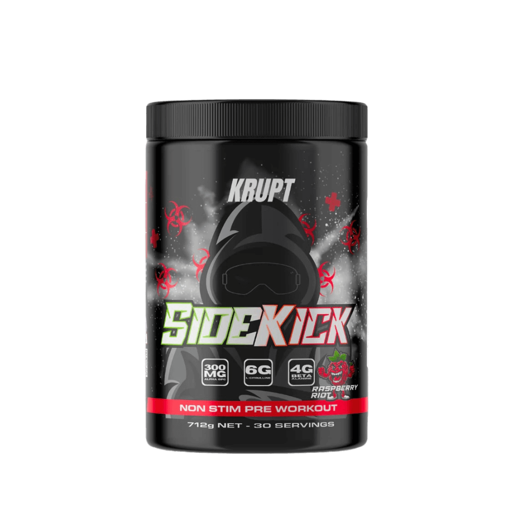 Sidekick & Sidekick Krupt Pump pre workout supplements 30 Serves Raspberry Riot