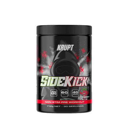 Sidekick & Sidekick Krupt Pump pre workout supplements 30 Serves Raspberry Riot
