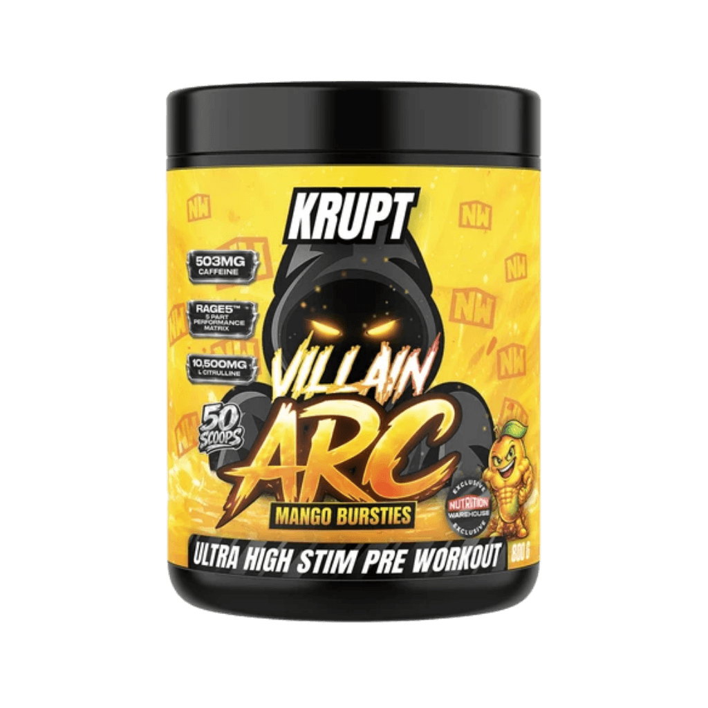 Villain ARC Krupt High stim pre workout 50 Serves Mango Bursties