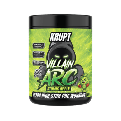 Villain ARC & Villain ARC Krupt High stim pre workout 50 Serves Atomic Apple