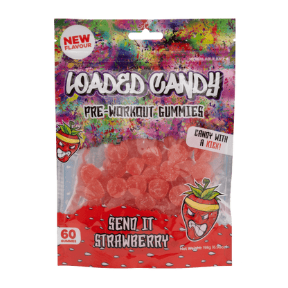 Pre-Workout Gummies Loaded Candy Low stim pre workout 60 Gummies Send It Strawberry