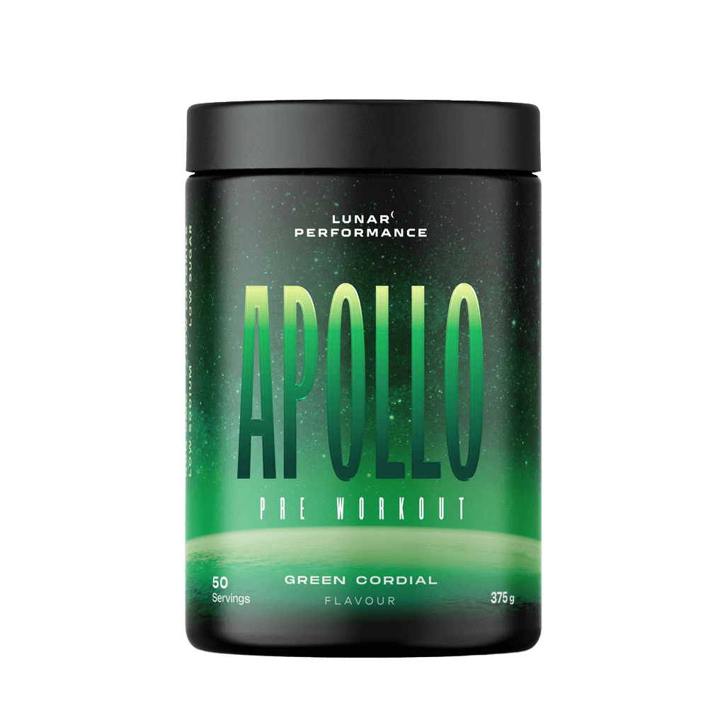 Apollo Pre Workout Lunar Performance Medium stimulant pre workout powder 50/25 Serves Green Cordial