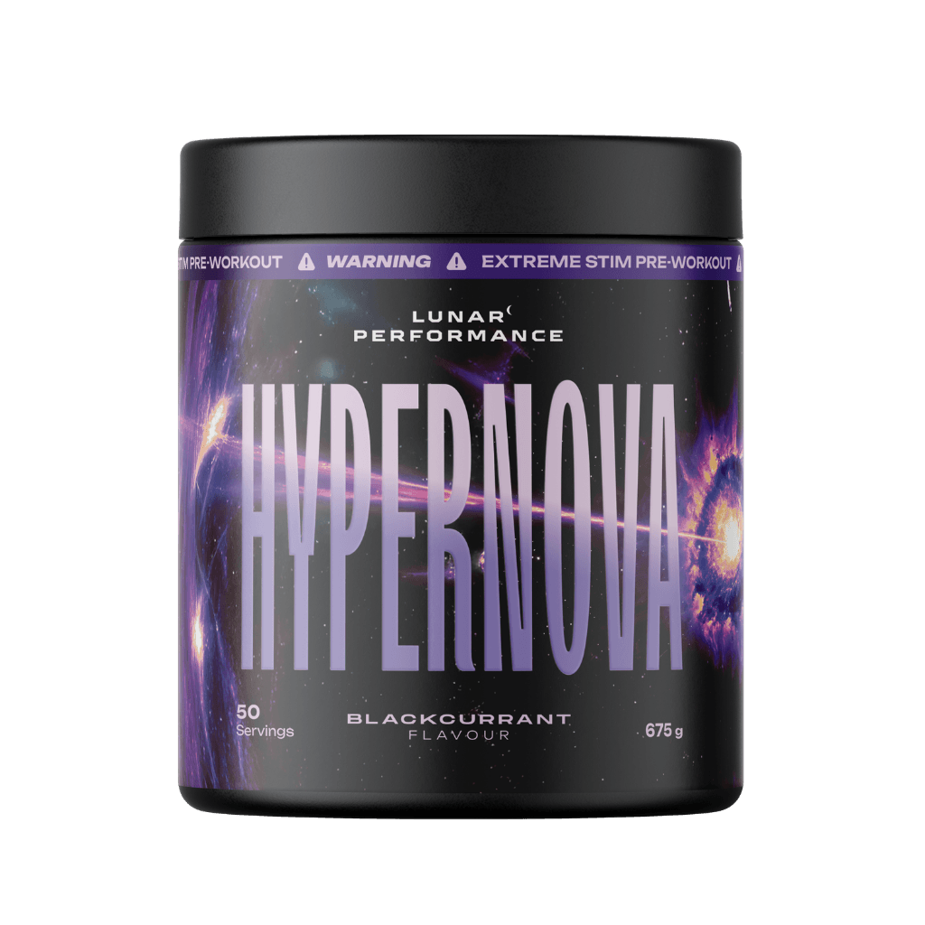 HyperNova Lunar Performance Super high stimulant pre workout powder 50/25 Serves Blackcurrant