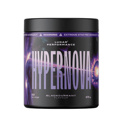 HyperNova Lunar Performance Super high stimulant pre workout powder 50/25 Serves Blackcurrant