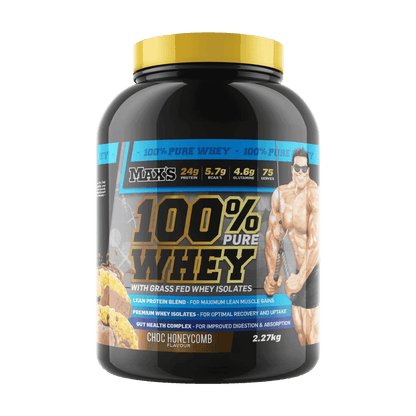 Max's 100% Pure Whey Max's Whey protein isolate 2.27kg Choc Honeycomb