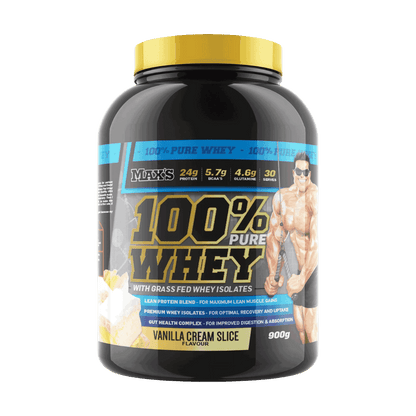 Max's 100% Pure Whey Max's Whey protein isolate 900g Vanilla Creme Slice