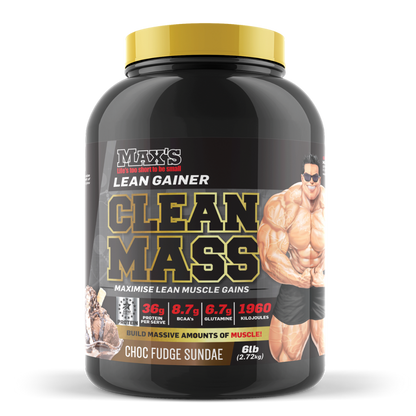 Clean Mass & Clean Mass Max's Mass gainer protein powder 2.7kg Chocolate Fudge Sundae