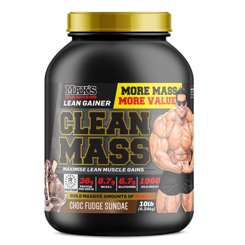 Clean Mass (2) & Clean Mass Max's Mass gainer protein powder 4.2kg Chocolate Fudge Sundae