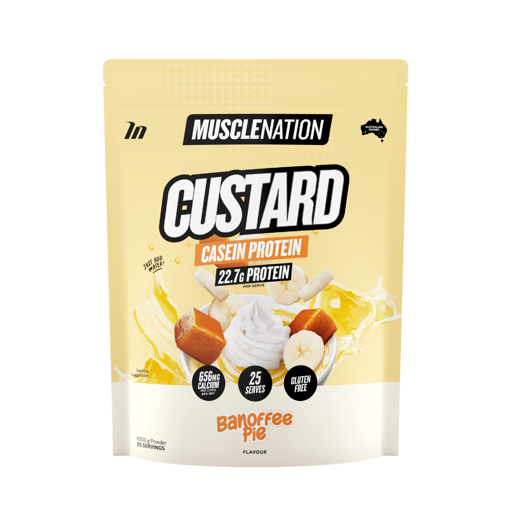 Muscle Nation Casein Custard Muscle Nation Casein protein 25 Serves (1kg) Banoffee Pie
