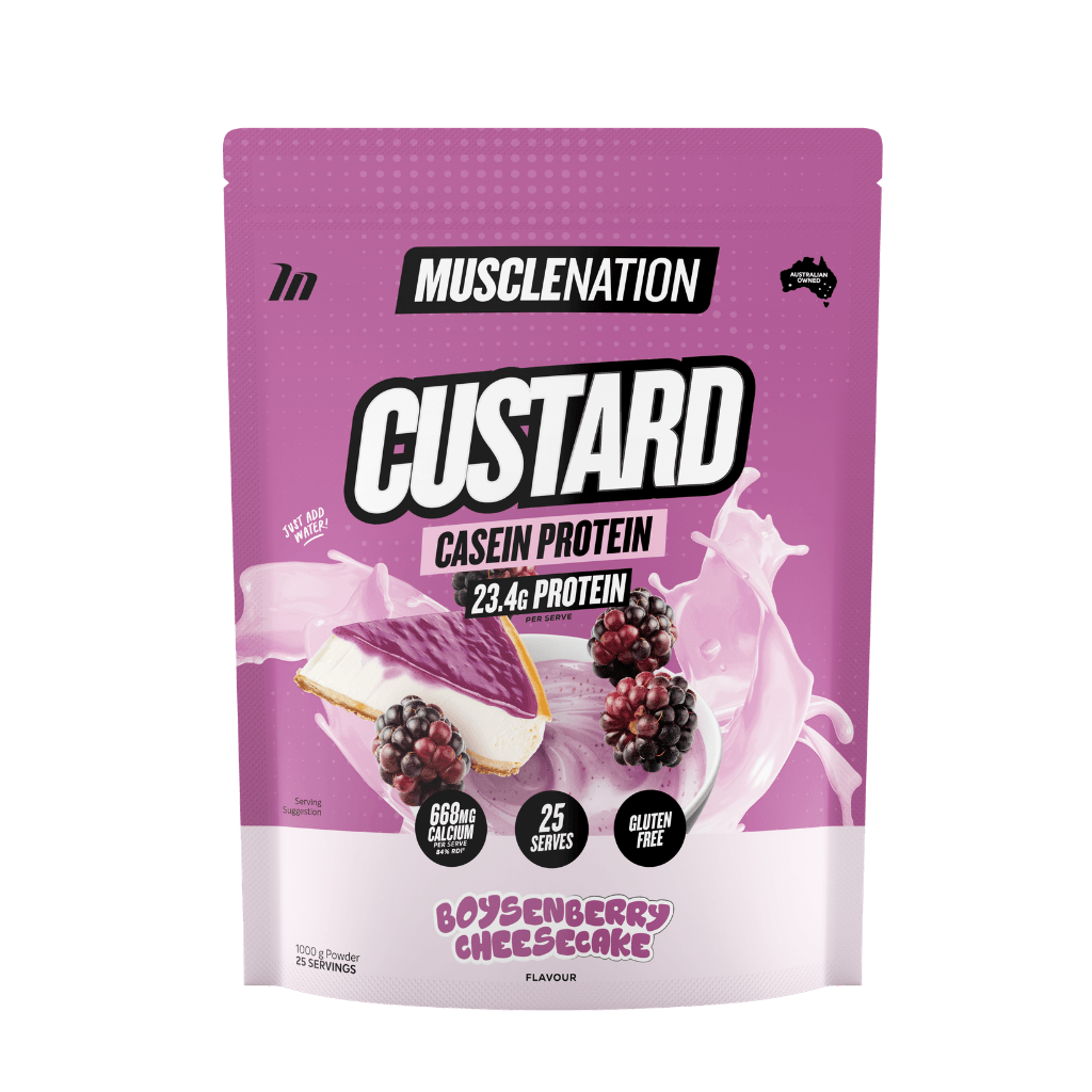 Muscle Nation Casein Custard Muscle Nation Casein protein 25 Serves (1kg) Boysenberry Cheesecake