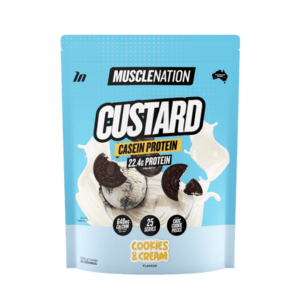 Muscle Nation Casein Custard Muscle Nation Casein protein 25 Serves (1kg) Cookies and Cream