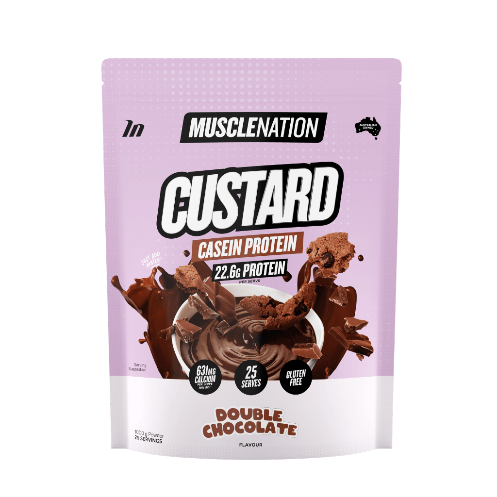 Muscle Nation Casein Custard Muscle Nation Casein protein 25 Serves (1kg) Double Chocolate