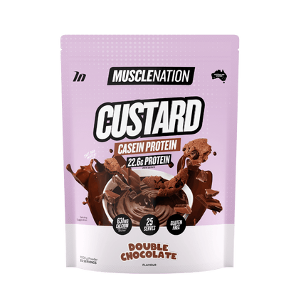 Muscle Nation Casein Custard Muscle Nation Casein protein 25 Serves (1kg) Double Chocolate