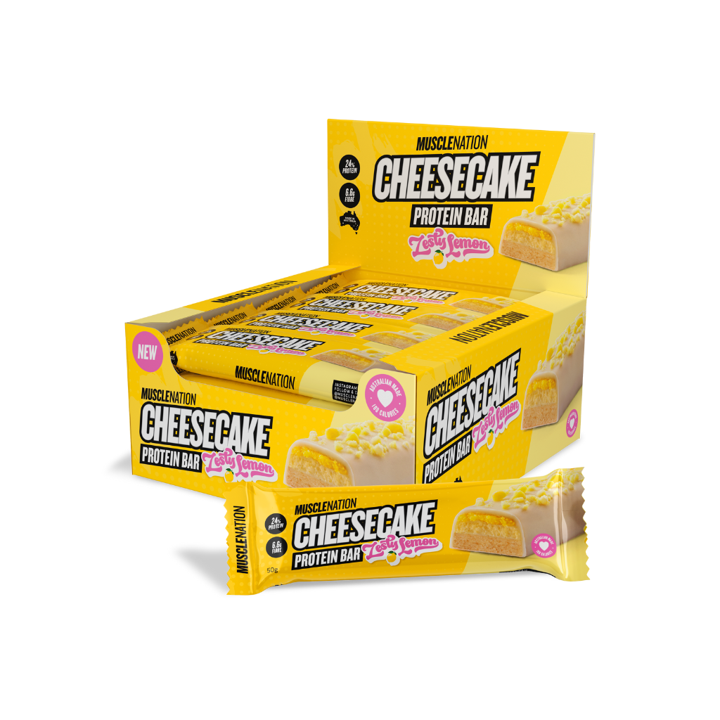 Cheesecake Protein Bar Muscle Nation Functional foods Box of 12 Zesty Lemon
