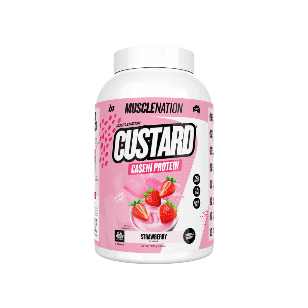 Muscle Nation Casein Custard Muscle Nation Casein protein 25 Serves (1kg) Strawberry