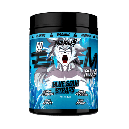 Per4m 2.0 Nexus Super high stimulant pre workout powder 50/25 Serves Blue Sour Straps