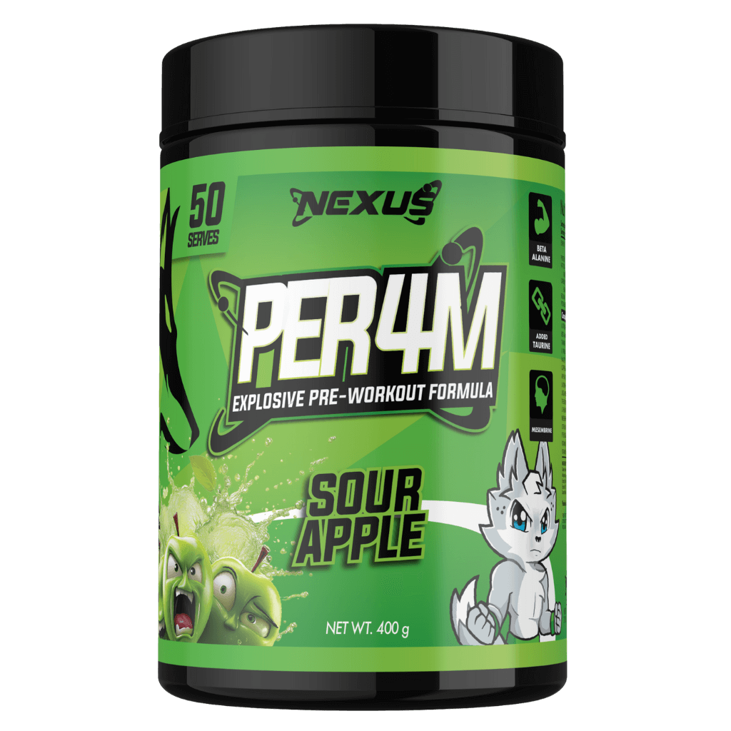 Per4m (14) & Per4m Nexus Medium stimulant pre workout powder 50 Serves Sour Apple