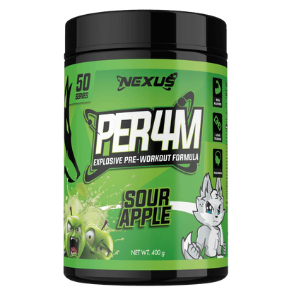 Per4m (14) & Per4m Nexus Medium stimulant pre workout powder 50 Serves Sour Apple