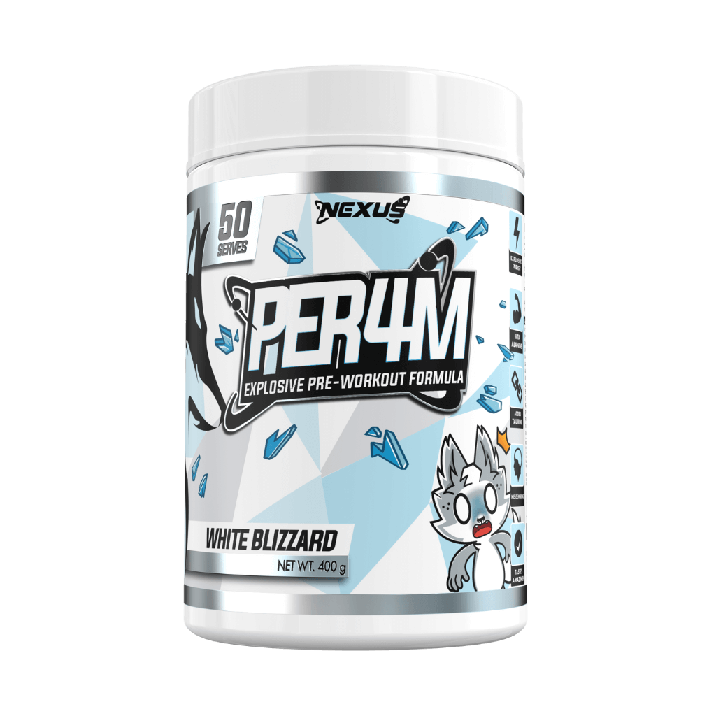 Per4m Nexus Medium stimulant pre workout powder 50 Serves White Blizzard