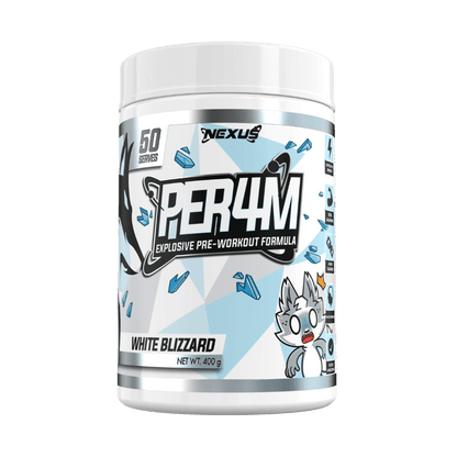 Per4m Nexus Medium stimulant pre workout powder 50 Serves White Blizzard