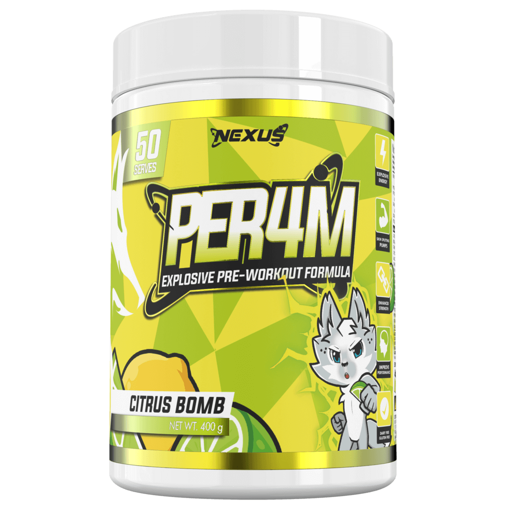 Per4m (7) & Per4m Nexus Medium stimulant pre workout powder 50 Serves Citrus Bomb