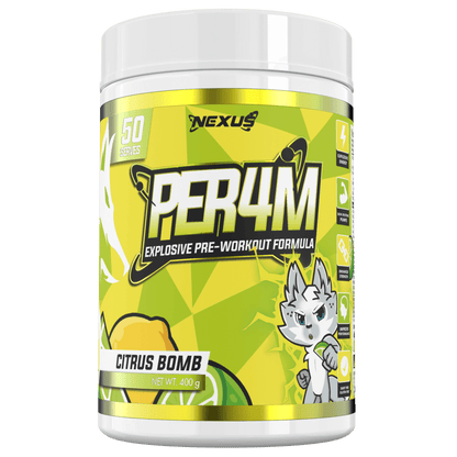 Per4m (7) & Per4m Nexus Medium stimulant pre workout powder 50 Serves Citrus Bomb