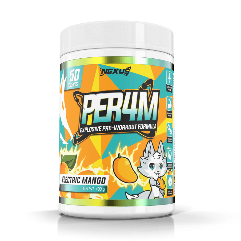 Per4m (6) & Per4m Nexus Medium stimulant pre workout powder 50 Serves Electric Mango