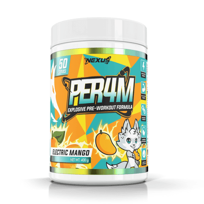 Per4m (6) & Per4m Nexus Medium stimulant pre workout powder 50 Serves Electric Mango