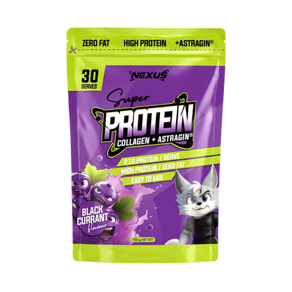 Super Protein Water (7) & Super Protein Water Nexus Collagen protein powder 30 Serves Blackcurrant